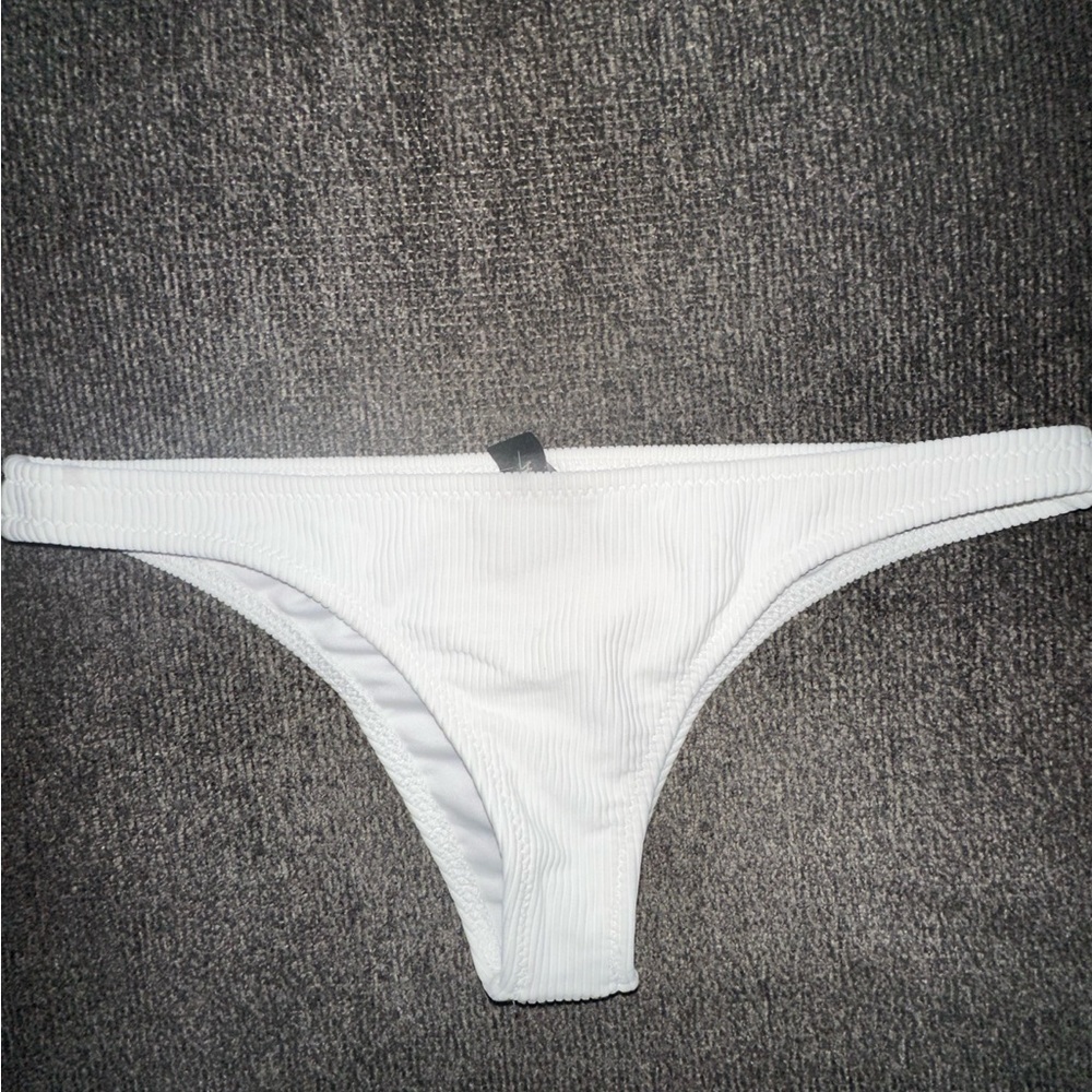 Nasty Gal Ribbed Bikini Bottom White Size Medium New Without Tags